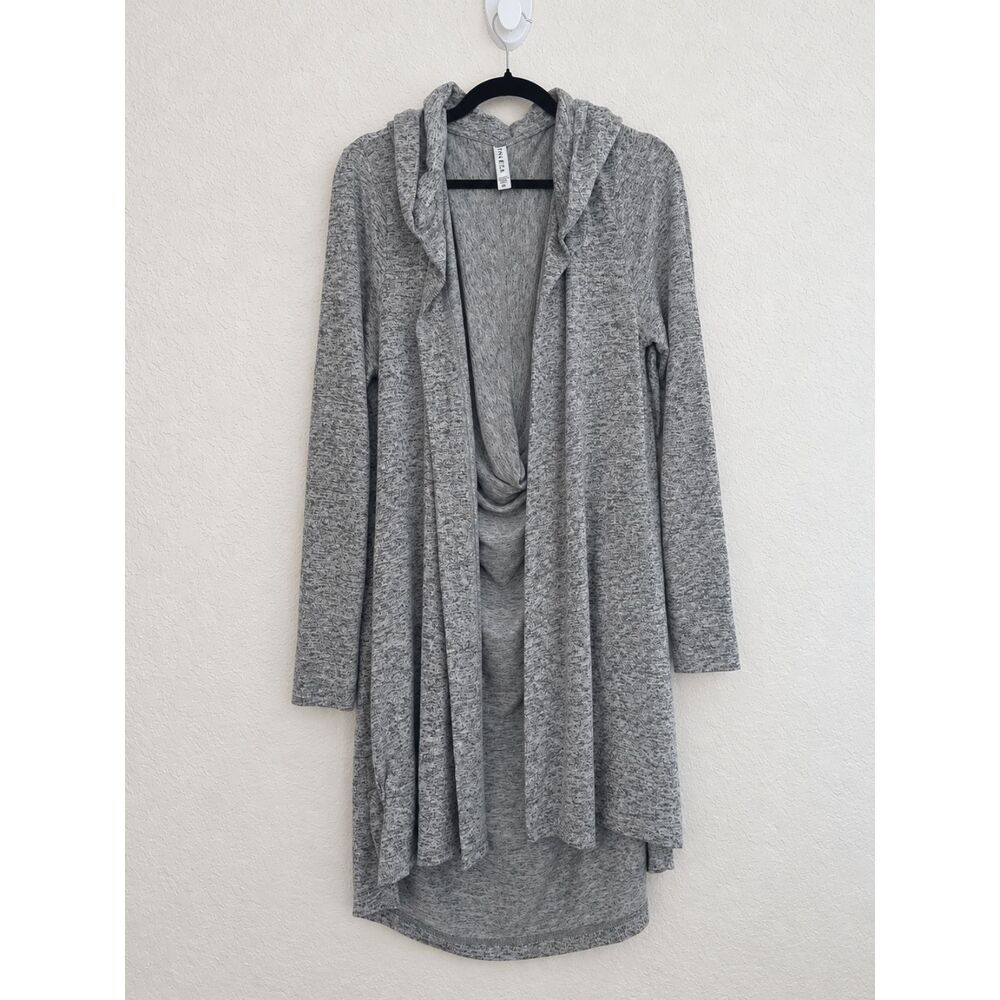 Athleta Harmony Wrap 2.0 Cardigan Gray Hooded Draped Back Longline Womens XL - Picture 3 of 4